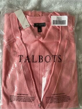 Talbots Coral Pink V-Neck Knit Cardigan